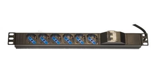 LINK MULTIPRESA ALIMENTAZIONE PER RACK 19" CON 6 PRESE UNIVERSALI TRIPOLARI/SCHUKO MAGNETOTERMICA CA